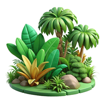elegant artistic A lush jungle scene with exotic plants and vibrant colors, detailed foliage, dappled sunlight, botanical illustration style 4K png