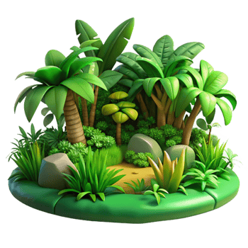 elegant vintage A lush, green jungle teeming with life, dappled sunlight, vibrant, exotic style professional png