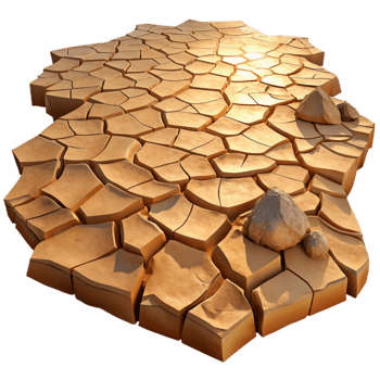 dramatic creative A cracked desert floor, parched earth, harsh sunlight, realistic texture original png