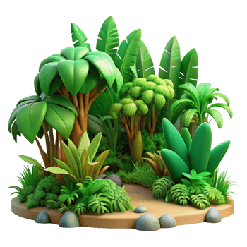wonderful artistic A lush, green jungle teeming with life, dappled sunlight, vibrant, exotic style exclusive png