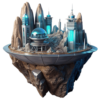 wonderful minimalist An alien city built into the side of a cliff on a distant planet. Sci-fi, intricate, ambient lighting 4K png