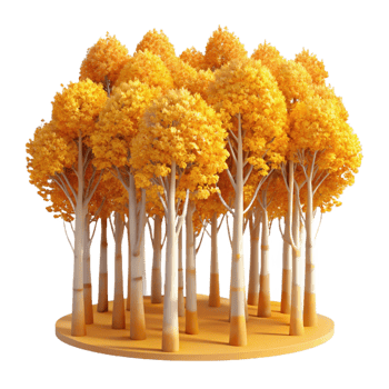 serene creative A grove of aspen trees with golden leaves in autumn, warm tones, serene, landscape photography, genuine png