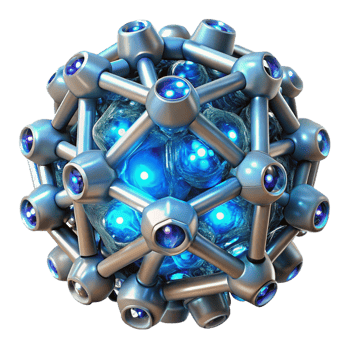 wonderful rustic A swarm of nanobots forming a complex, geometric structure, illuminated by internal bioluminescence, in a microscopic, scientific style professional png