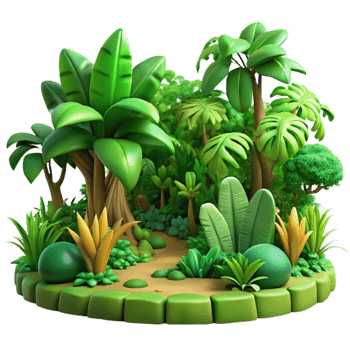wonderful modern A lush, green jungle teeming with life, dappled sunlight, vibrant, exotic style exclusive png
