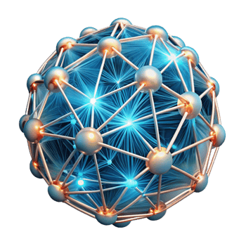 impressive classic A network of interconnected, glowing lines and nodes, forming a complex, abstract brain structure, with a futuristic, scientific feel high resolution png
