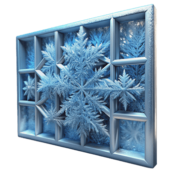 elegant contemporary A close-up of frost on a windowpane, intricate patterns, winter light, abstract style high resolution png