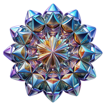 beautiful contemporary A kaleidoscope of fragmented, mirrored surfaces, reflecting a distorted, kaleidoscopic light, in a Psychedelic style original png