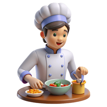 beautiful rustic An anime chef preparing a delicious meal, vibrant lighting, cooking anime style, detailed food professional png