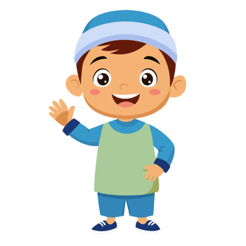 Happy Muslim Boy Waving Cartoon Illustration png