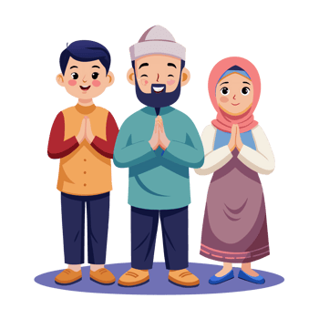 Muslim Family Greeting Eid alFitr Eid alAdha Ramadan Illustration png