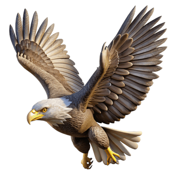 magnificent vintage A powerful eagle soaring through the sky, depicted in a realistic style with dynamic wingspan and sharp focus 4K png