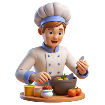 impressive minimalist An anime chef preparing a delicious meal, vibrant lighting, cooking anime style, detailed food detailed png