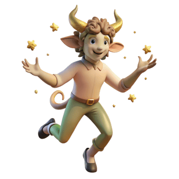 dramatic traditional A whimsical satyr dancing in a moonlit forest glade, surrounded by fireflies, in a playful, Rococo style professional png