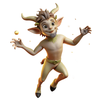 serene traditional A whimsical satyr dancing in a moonlit forest glade, surrounded by fireflies, in a playful, Rococo style exclusive png