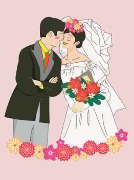 Hand drawn wedding couple vector