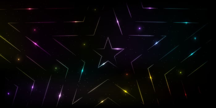 Colorful star patterns creating a vibrant cosmic background in a dark space design, outer space concept vector