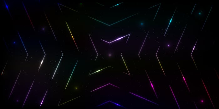 Colorful shape patterns creating a vibrant cosmic background in a dark space design, outer space concept vector