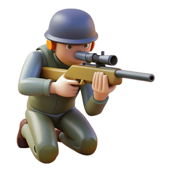 extraordinary classic A lone sniper taking aim from a concealed position, muted lighting, realistic style premium png