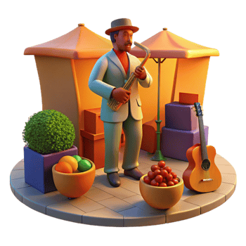 impressive vintage A Lone Street Musician Silhouetted Against high quality png