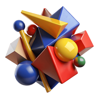 wonderful creative A dynamic composition of fragmented shapes and lines, in bold, primary colors, illuminated by a harsh, contrasting light, with a cubist, abstract style premium png