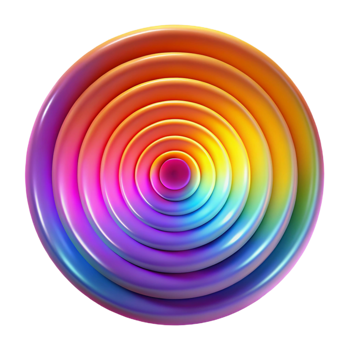 vibrant vintage A series of concentric circles radiating outwards, in vibrant, spectral colors, lit by a pulsating, rhythmic light, with a psychedelic, op-art style authentic png