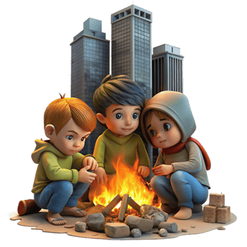 dramatic rustic A Group of Three Resilient Children high quality png