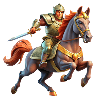 stunning modern An Epirote warrior on horseback, charging into battle, dynamic pose, dramatic lighting, painterly style, exclusive png