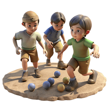 extraordinary artistic A group of children playing marbles in a dusty street during the Great Depression, lit by the harsh sunlight. Photorealistic, documentary style high quality png