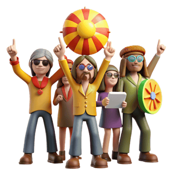 extraordinary classic A group of hippies protesting the Vietnam War, illuminated by the bright, midday sun. Photorealistic, documentary style 4K png