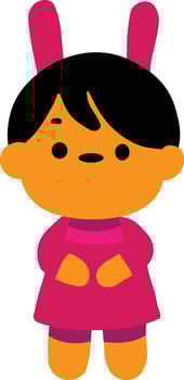 A cartoon girl in a pink dress with black hair vector