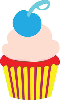 A cupcake with a cherry on top vector