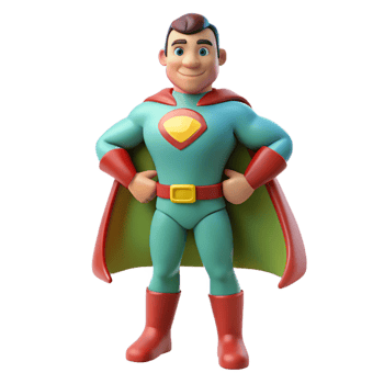 beautiful classic A superhero with the ability to shrink or grow in size, exaggerated proportions, cartoon style high resolution png