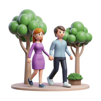 extraordinary artistic Couple walking hand-in-hand down a tree-lined street, romantic atmosphere, soft lighting, candid style exclusive png