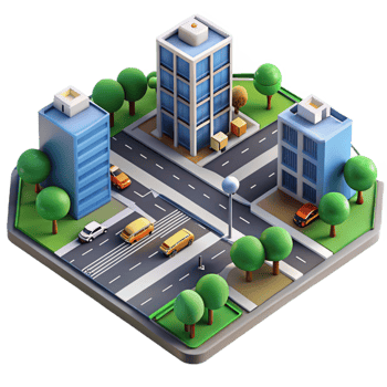 stunning classic Aerial view of a city intersection with traffic flowing, geometric patterns, urban planning theme premium png