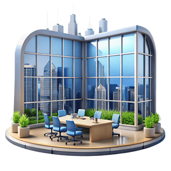 impressive traditional Modern Office Building Interior with Large W detailed png