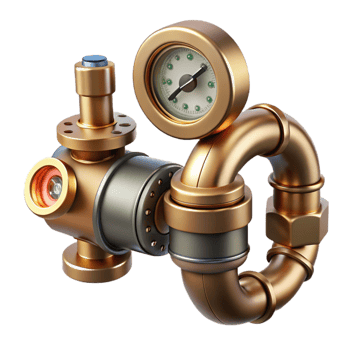 beautiful contemporary Human elbow joint augmented with hydraulic pistons and pressure gauges, gleaming with a polished, brass finish, in a steampunk style genuine png