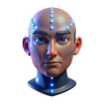 beautiful minimalist Human face with integrated data ports and glowing LEDs, emitting a flickering, digital light, in a cyberpunk style detailed png