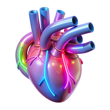 elegant vintage Human circulatory system replaced with glowing, neon tubes, pulsing with vibrant colors, in a cyberpunk aesthetic original png