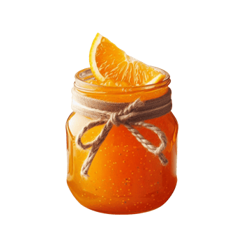 Homemade orange jam in a mason jar. png