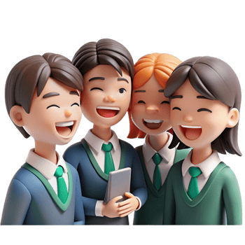 extraordinary abstract A group of high school students in stylish uniforms, laughing and chatting together, under bright, sunny classroom lighting. Style K-On genuine png