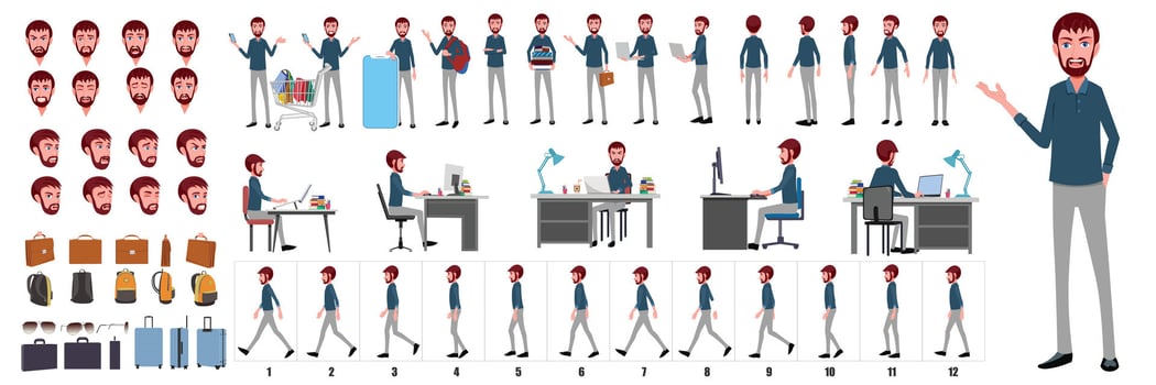 Semi cartoon Male Turn Arround vector