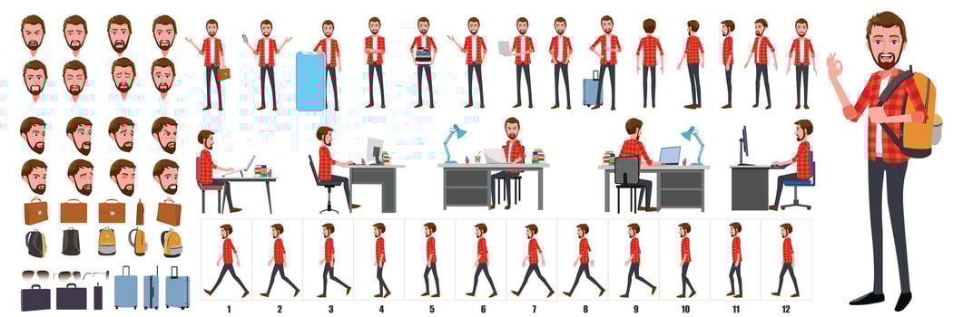 Young Business Man Turn Arround vector