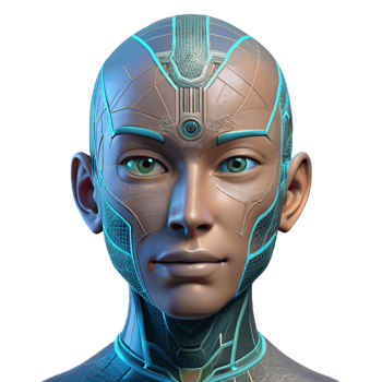 stunning creative A human face with intricate circuitry embedded beneath the skin, cool, clinical lighting, cyberpunk style detailed png