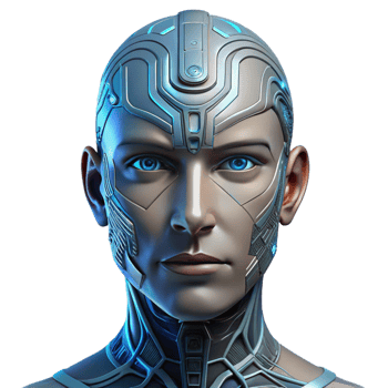 wonderful minimalist A human face with intricate circuitry embedded beneath the skin, cool, clinical lighting, cyberpunk style authentic png