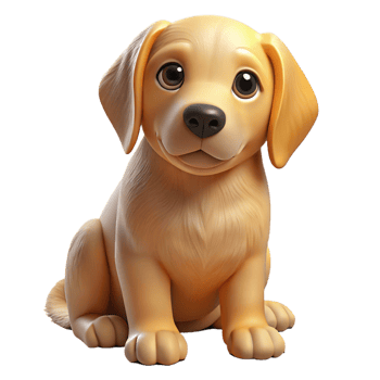extraordinary contemporary A majestic golden retriever puppy, sitting with its head tilted curiously, eyes full of wonder, illuminated by soft, warm sunlight in a hyperrealistic style 4K png