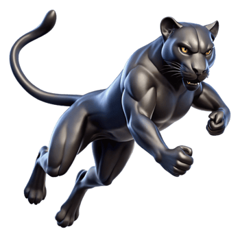 dramatic minimalist A sleek black panther gracefully leaping through the air, muscles rippling, illuminated by dramatic chiaroscuro lighting, in a dynamic comic book style premium png