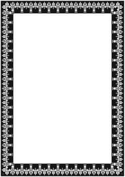 Black frame, white Thai border, abstract pattern vintage pattern vector