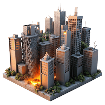 extraordinary minimalist wonderful modern Crumbling Cityscape Desolate Urban premium original png