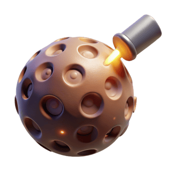 serene rustic A small, spherical probe exploring the surface of a comet, illuminated by the bright light of the sun. Photorealistic style, scientific accuracy genuine png