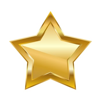 Gold five pointed star. illustration isolated on transparent background vector